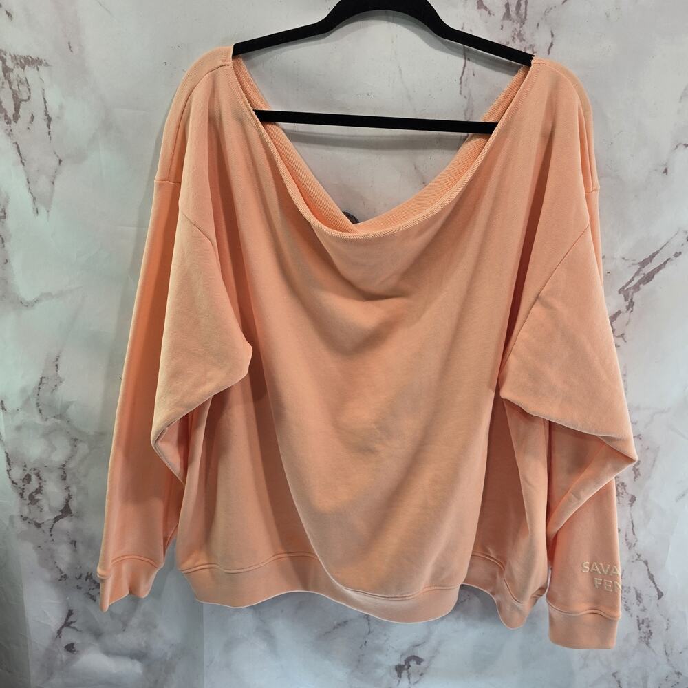 Savage X Fenty Sweatshirt Womens 4XL 22 24 Orange Slouchy Off Shoulder Slouchy